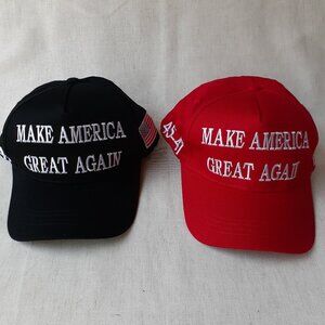 Pair of MAGA - 45-47 - Black and Red Baseball Caps - Adjustable Fit
